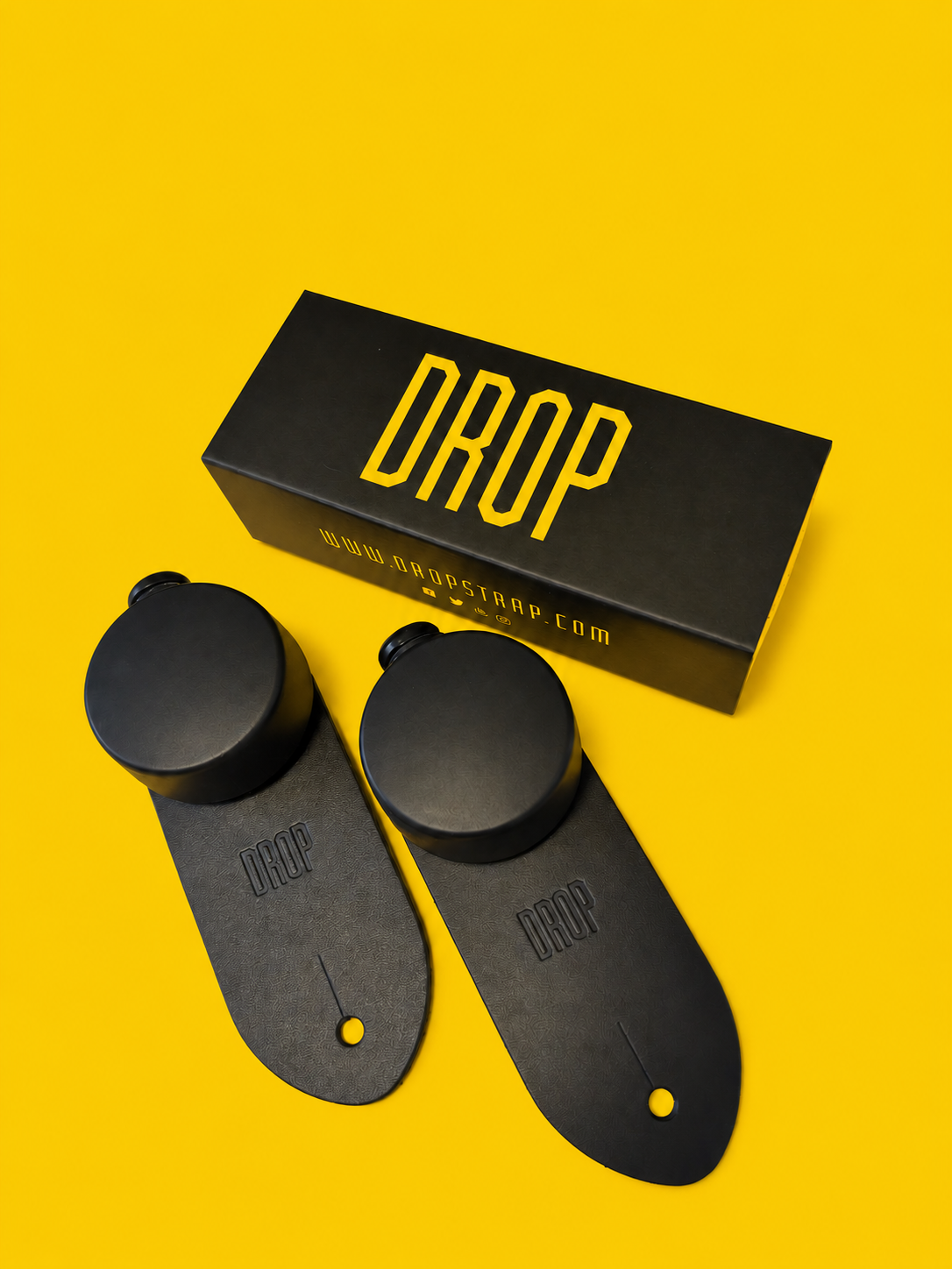 DROP drop display on a yellow background